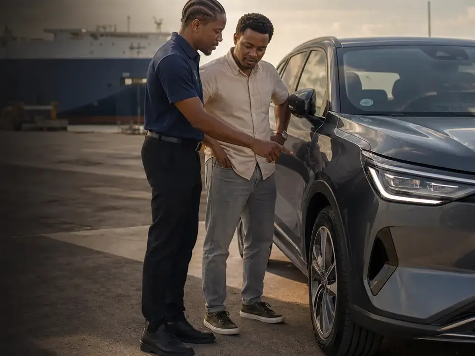 Representative UK vehicle arrival at Kingston port